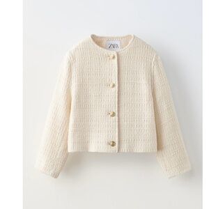 Zara Ivory Textured Blazer